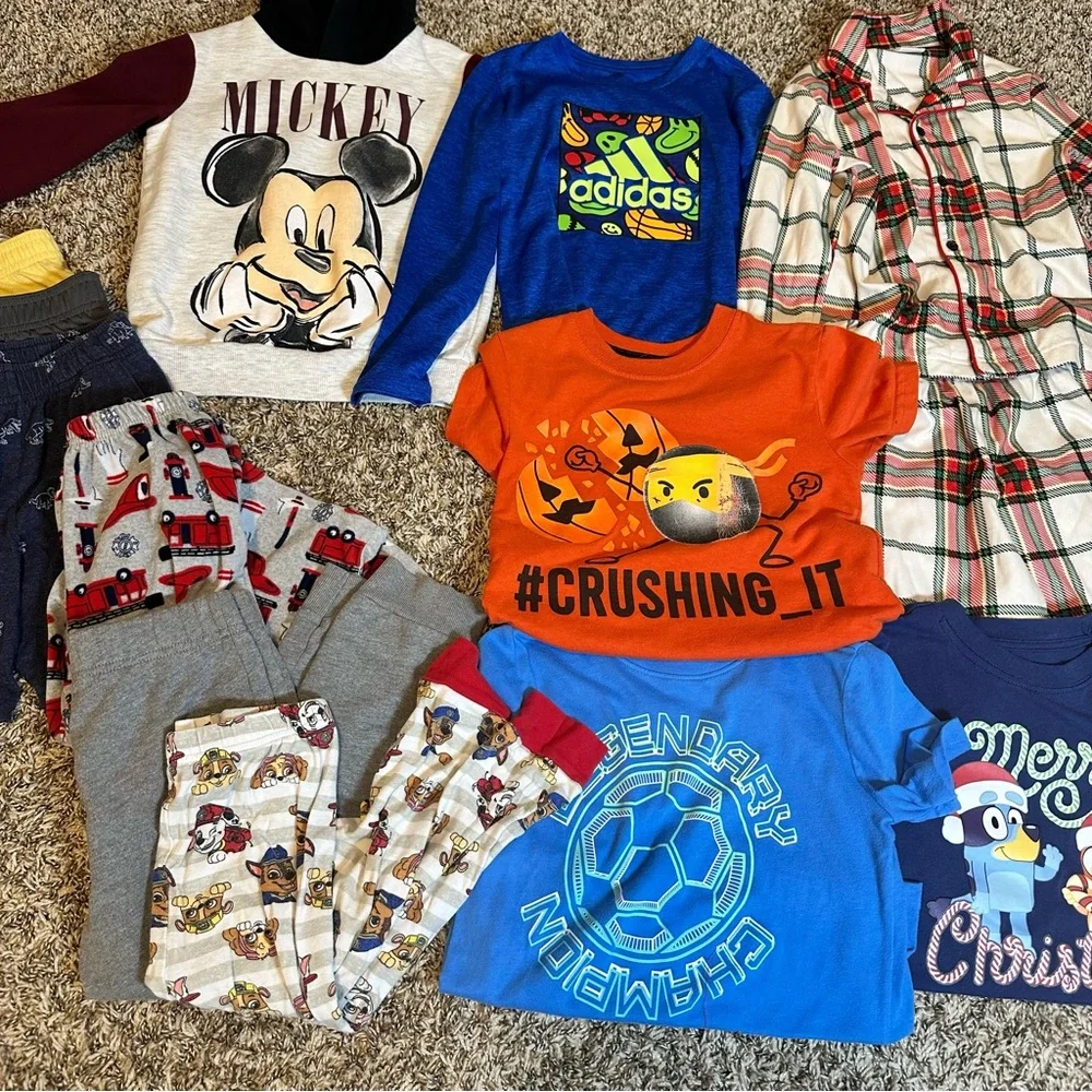 14 Pieces Set Colorful Kids Boy 5T/5 Mixed Bundle Graphic Tees Shorts Pants